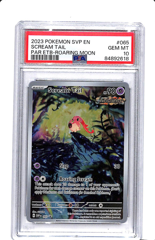 2023 POKEMON SVP EN SCREAM TAIL PAR ETB ROARING MOON PSA 10