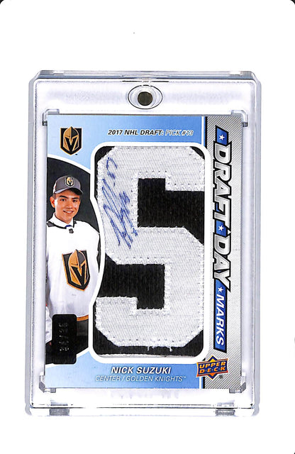 2018-19 UPPER DECK SP GAME USED DRAFT DAY MARKS NICK SUZUKI "S" AUTO 34/35