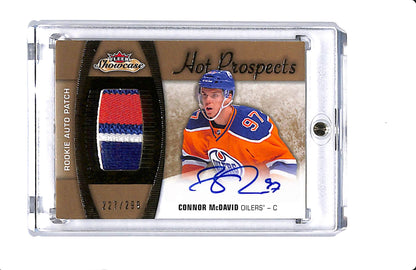 2015-16 FLEER SHOWCASE HOCKEY HOT PROSPECTS CONNOR MCDAVID ROOKIE AUTO PATCH 227/299