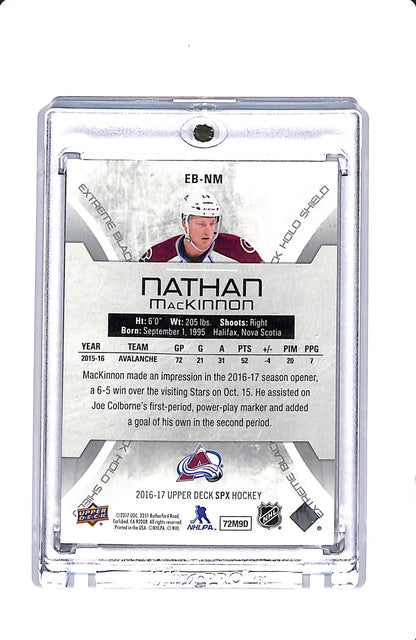 2016-17 UPPER DECK SPX NATHAN MACKINNON EXTREME BLACK HOLO SHIELD