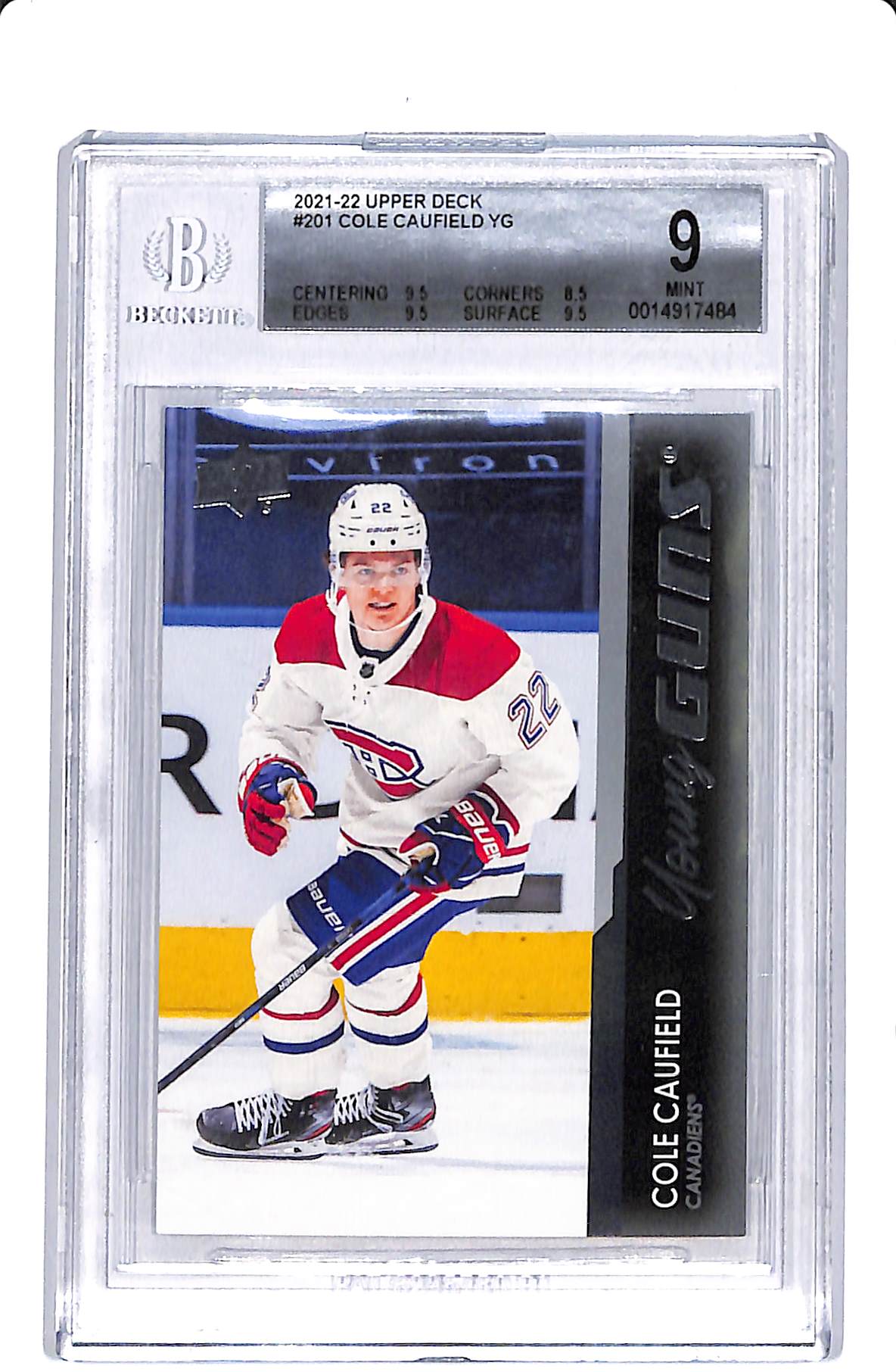 2021-22 UPPER DECK SERIES 1 COLE CAUFIELD YOUNG GUNS BGS 9