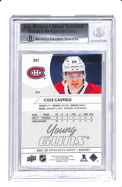 2021-22 UPPER DECK SERIES 1 COLE CAUFIELD YOUNG GUNS BGS 9
