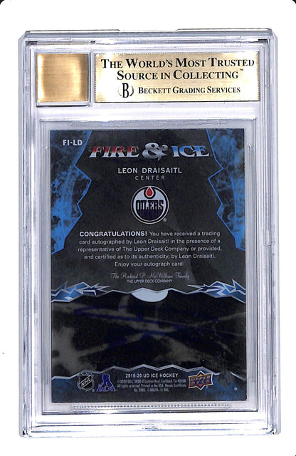 2019-20 UPPER DECK ICE LEON DRAISAITL FIRE & ICE AUTOGRAPHS BGS 9.5 AUTO 10