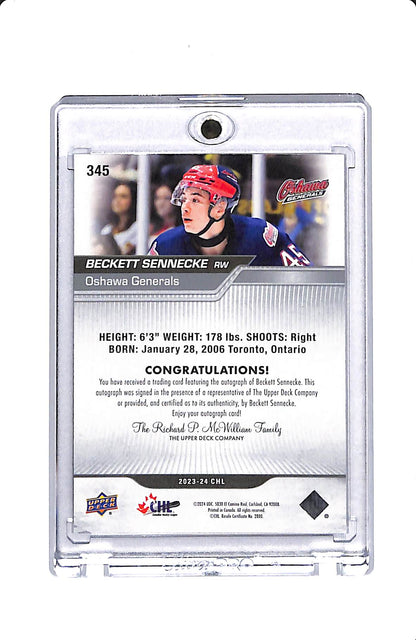2023-24 UPPER DECK CHL BECKETT SENNECKE STARS AUTO