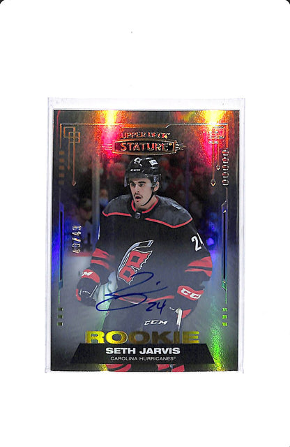 2021-22 UPPER DECK STATURE SETH JARVIS ROOKIE AUTO 49/49