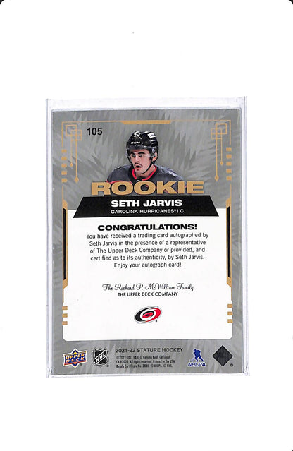 2021-22 UPPER DECK STATURE SETH JARVIS ROOKIE AUTO 49/49