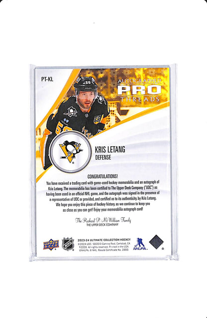 2023-24 UPPER DECK ULTIMATE KRIS LETANG AUTOGRAPHED PRO THREADS 37/49