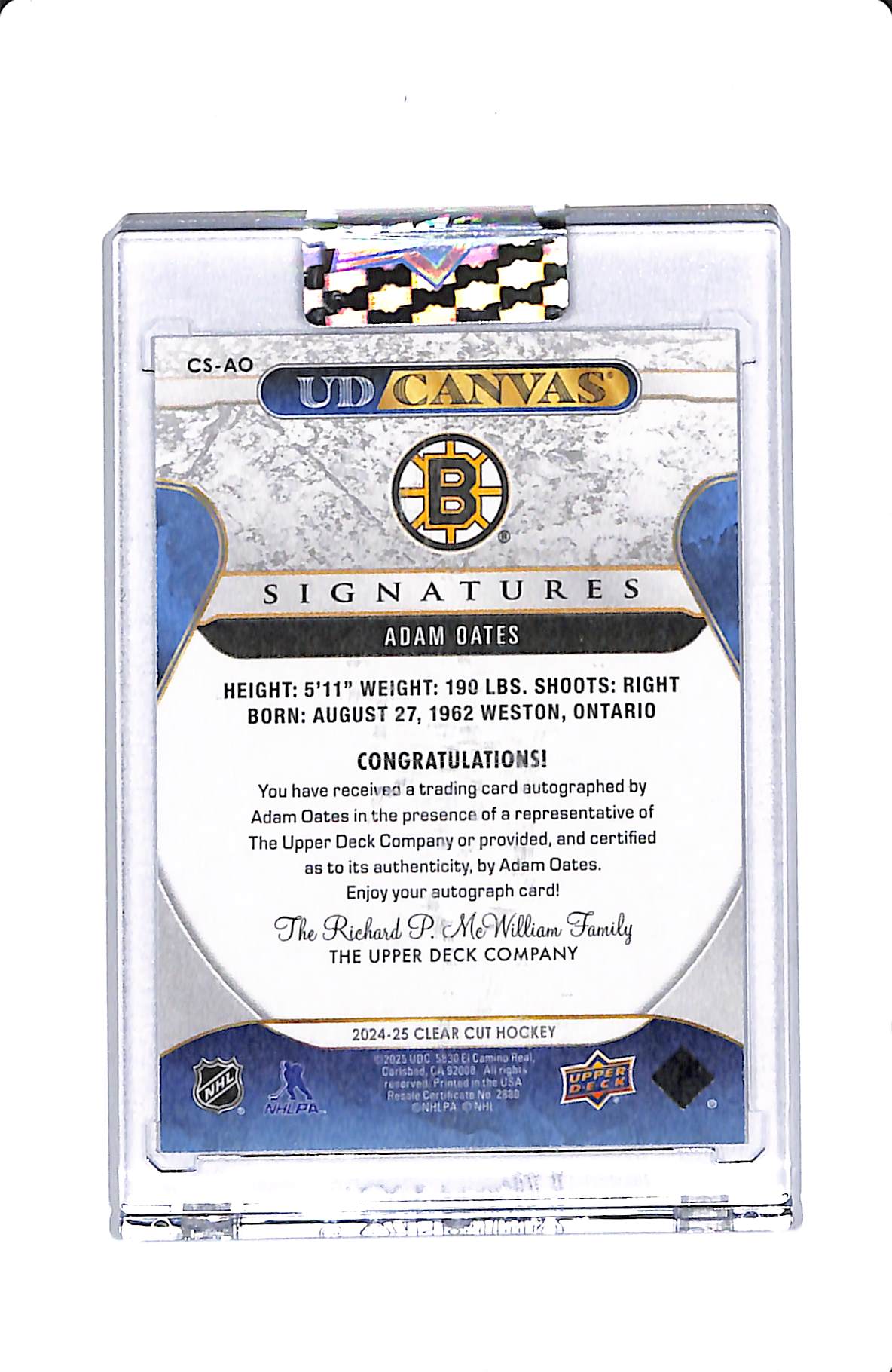 2024-25 UPPER DECK ADAM OATES UD CANVAS SIGNATURES 37/77