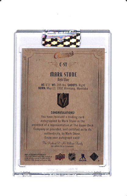 2021-22 UPPER DECK CLEAR CUT MARK STONE CHAMP'S AUTOGRAPH