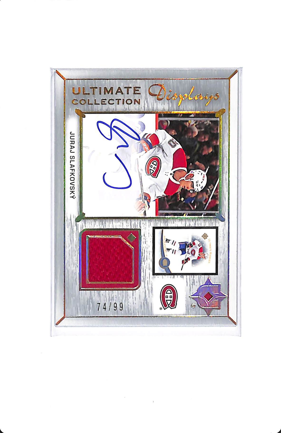 2022-23 UPPER DECK ULTIMATE JURAJ SLAFKOVSKY DISPLAYS ROOKIE AUTO 74/99