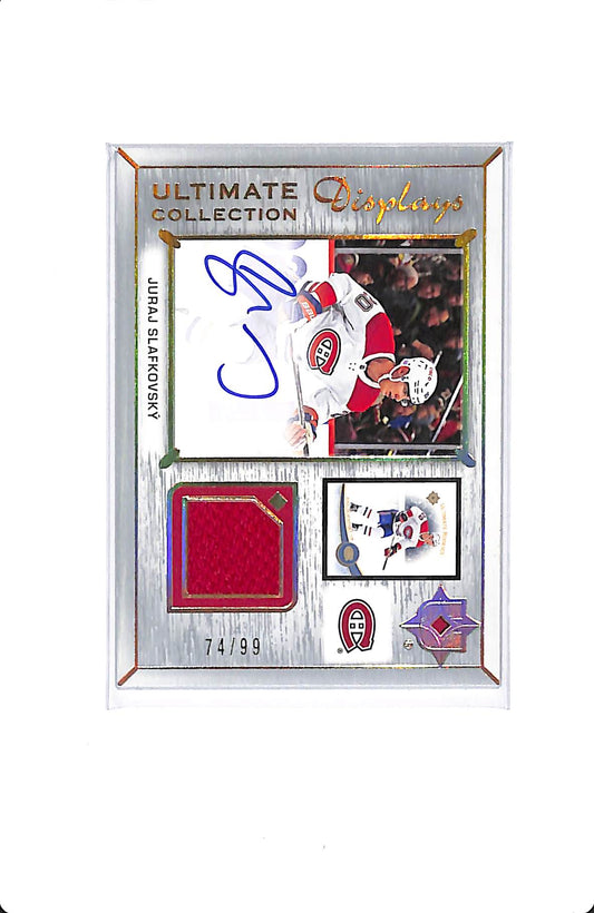 2022-23 UPPER DECK ULTIMATE JURAJ SLAFKOVSKY DISPLAYS ROOKIE AUTO 74/99