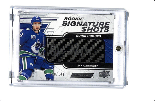 2019-20 UPPER DECK ENGRAINED ROOKIE SIGNATURE SHOTS QUINN HUGHES 070/149