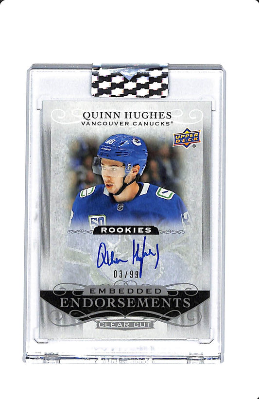 19-20 UD CLEAR CUT QUINN HUGHES EMBEDDED ENDORSEMENTS 03/99