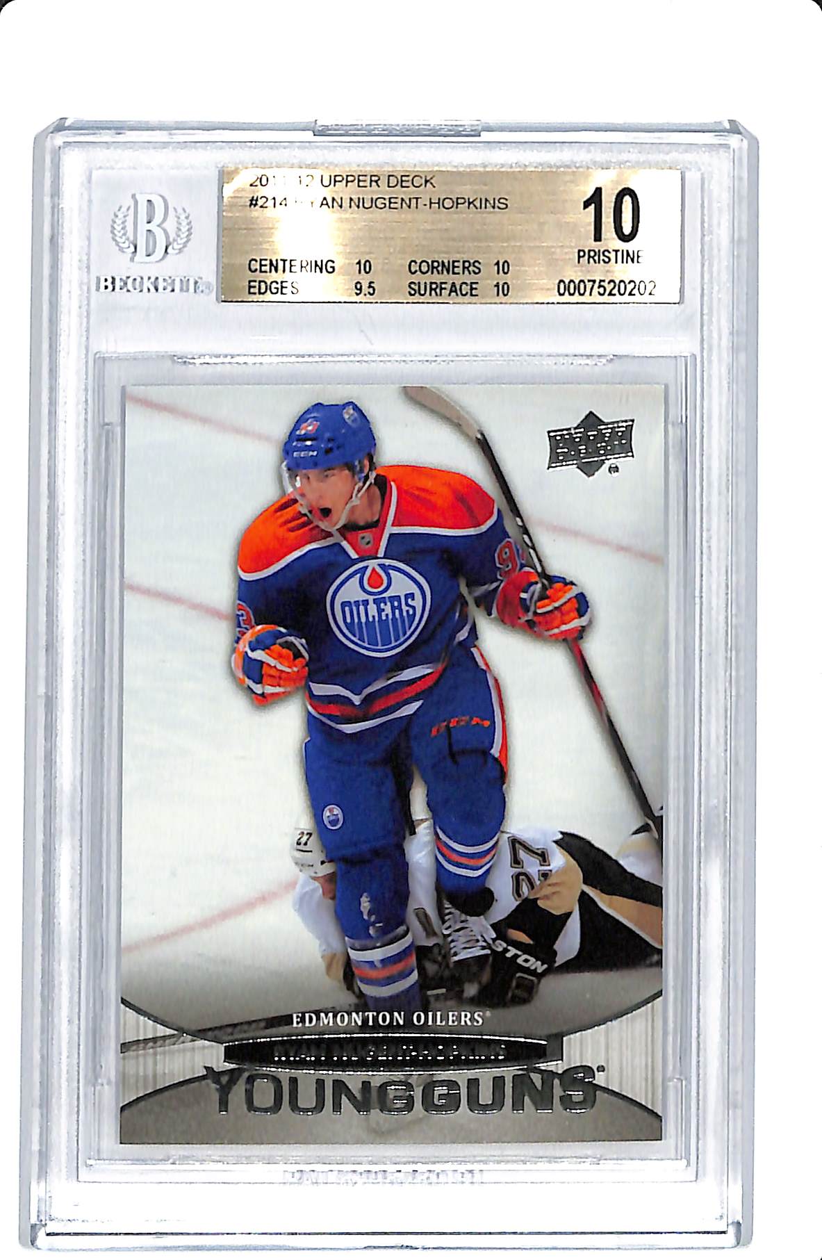2011-12 UPPER DECK SERIES 1 YOUNG GUNS RYAN NUGENT-HOPKINS BGS 10 PRISTINE