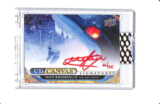 2024-25 UPPER DECK CLEAR CUT UD CANVAS SIGNATURES SHAKIR MUKHAMADULLIN 66/95 RED INK
