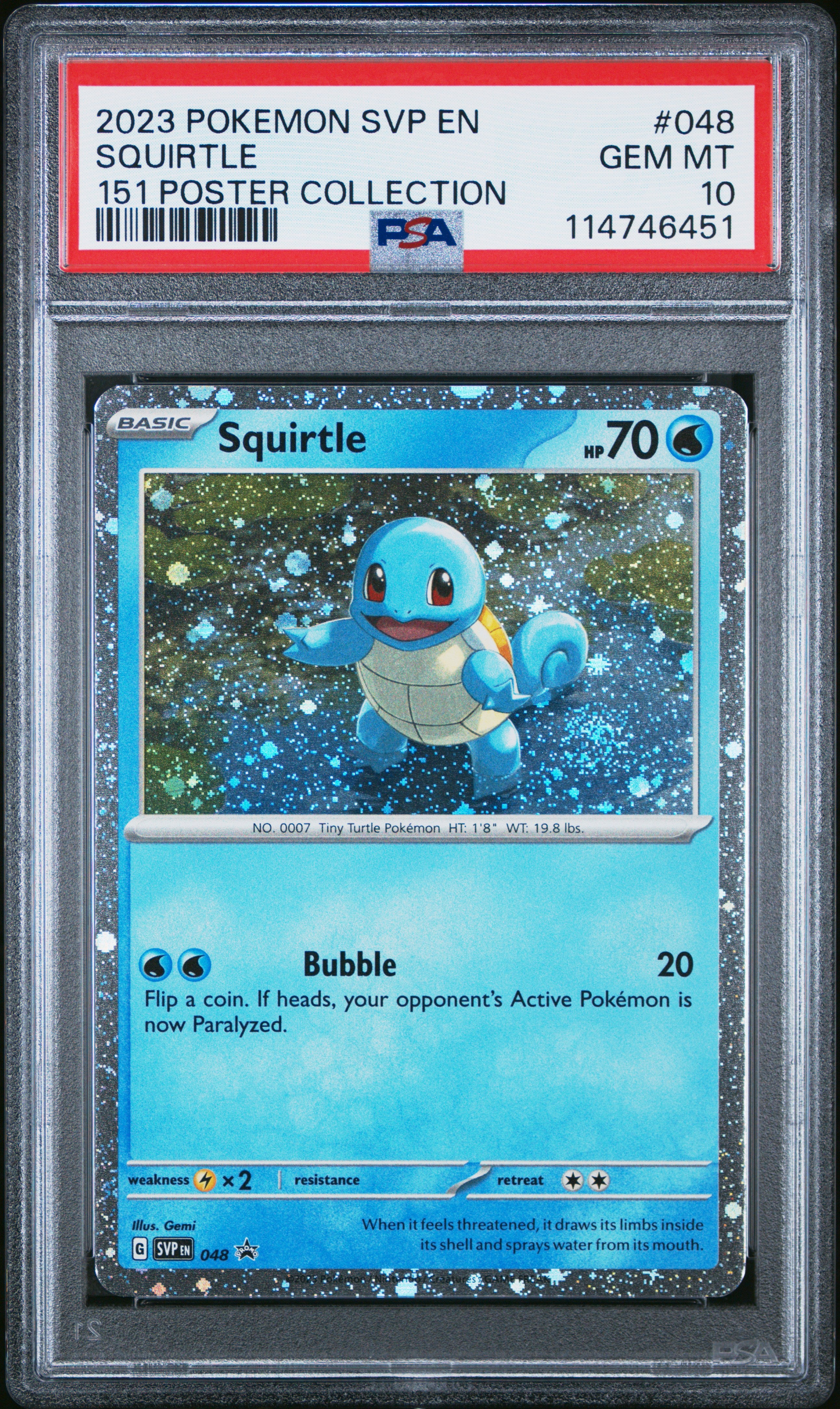2023 POKEMON SVP EN SV BLACK STAR PROMO #048 SQUIRTLE 151 POSTER COLLECTION PSA 10