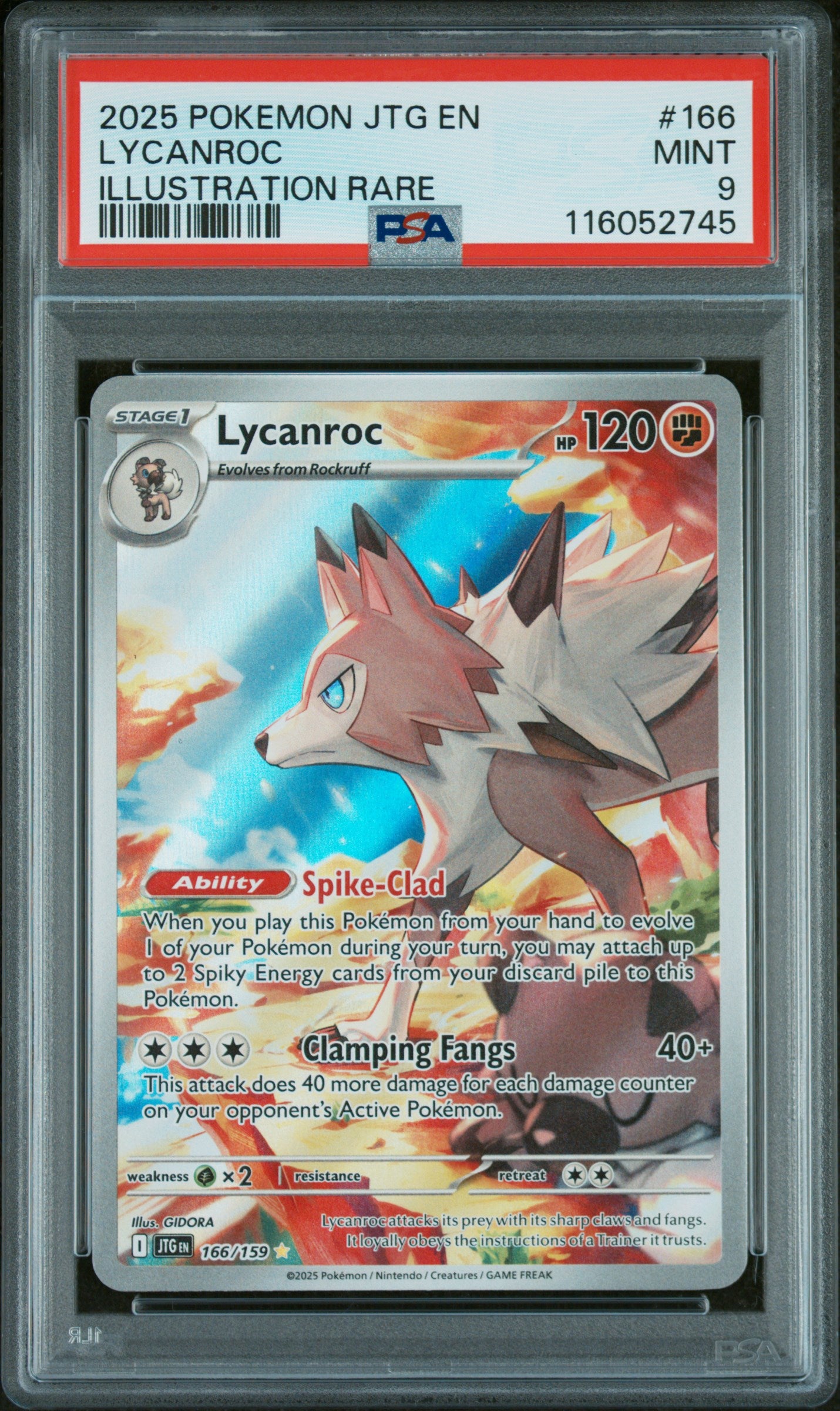 2025 POKEMON JTG EN JOURNEY TOGETHER #166 LYCANROC ILLUSTRATION RARE PSA 9