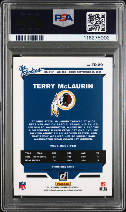 2019 PANINI DONRUSS TERRY MCLAURIN THE ROOKIES AUTOGRAPH /299 PSA 9 #TR29