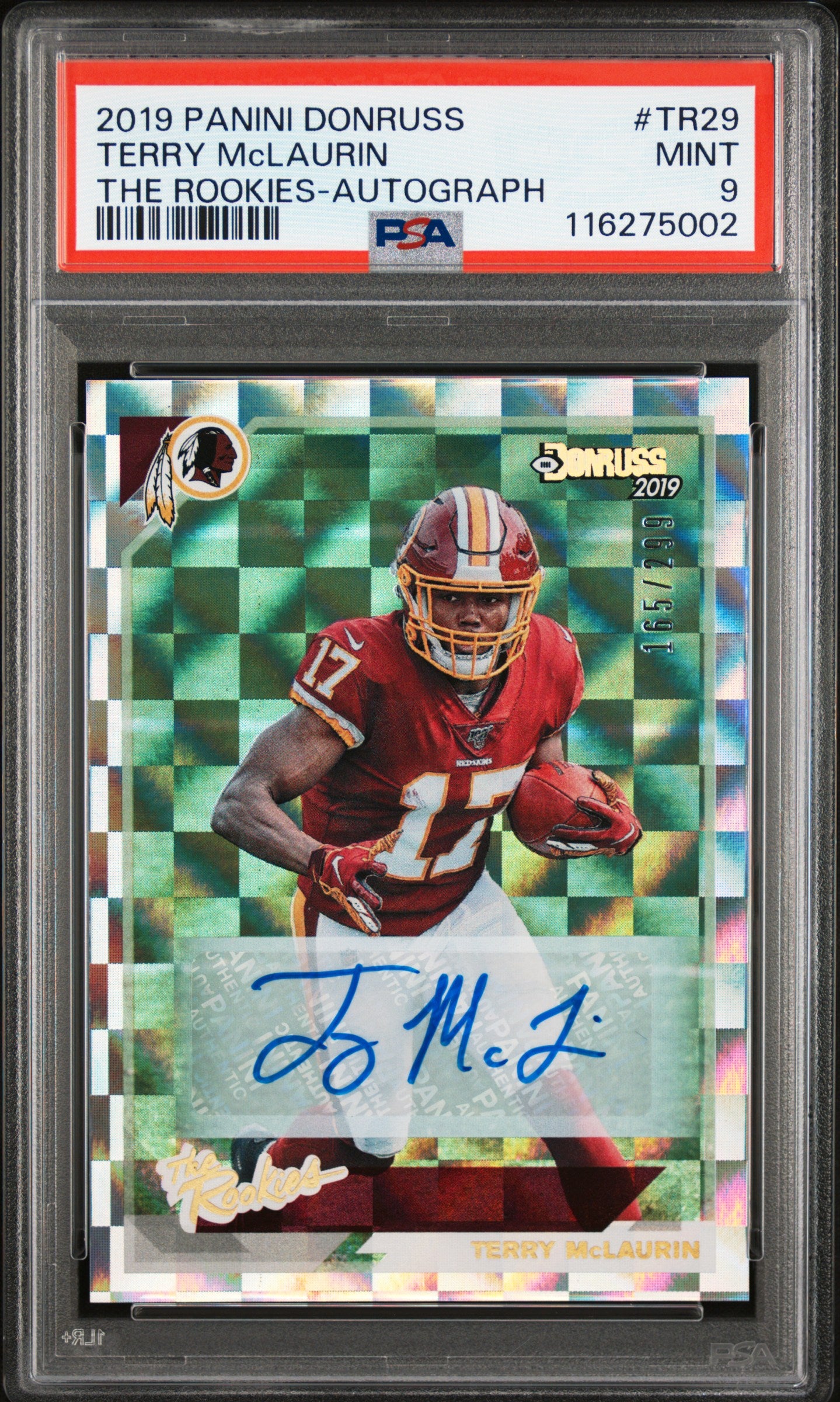 2019 PANINI DONRUSS TERRY MCLAURIN THE ROOKIES AUTOGRAPH /299 PSA 9 #TR29