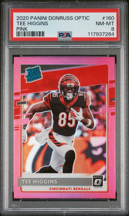 2020 PANINI DONRUSS OPTIC TEE HIGGINS PINK RATED ROOKIE PSA 8 #160