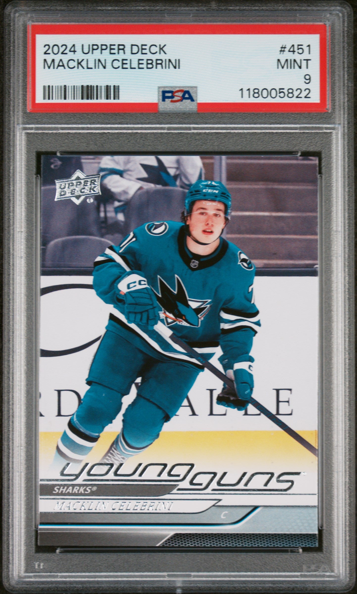 2024-25 UPPER DECK SERIES 2 MACKLIN CELEBRINI YOUNG GUNS PSA 9 #451