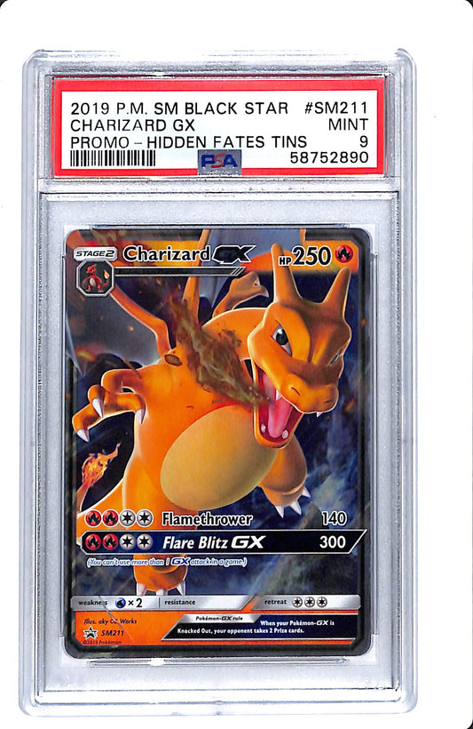 2019 POKEMON HIDDEN FATES TINS CHARIZARD GX BLACK STAR PROMO HOLO PSA 9