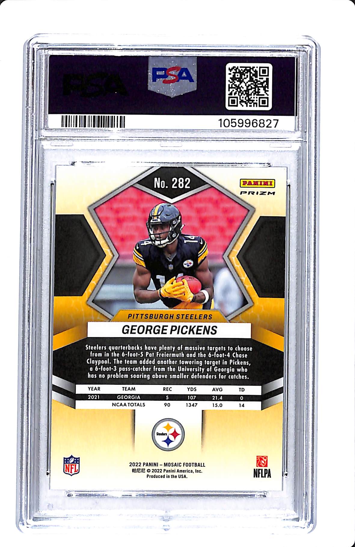 2022 PANINI MOSAIC GEORGE PICKENS GENESIS PSA 10