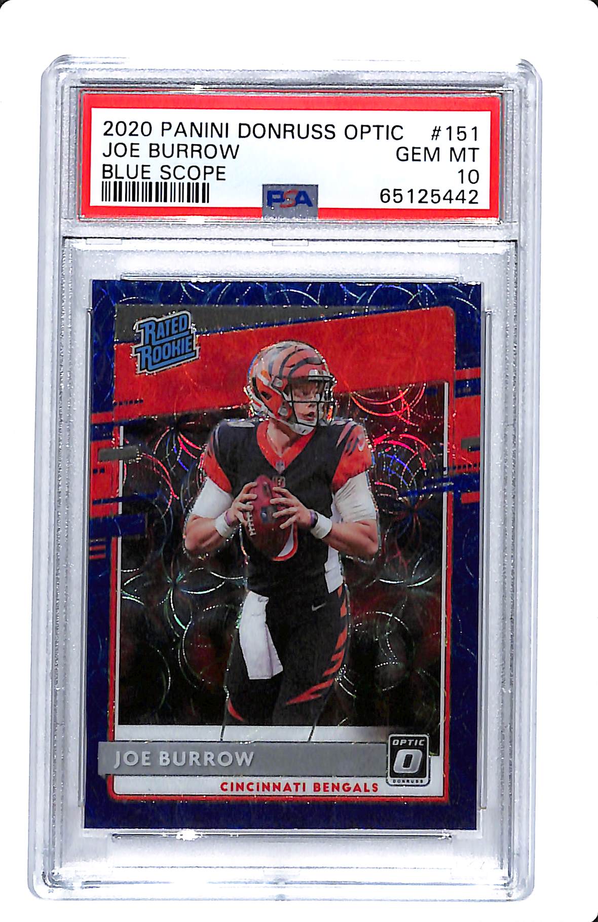 2020 PANINI DONRUSS OPTIC JOE BURROW BLUE SCOPE PSA 10