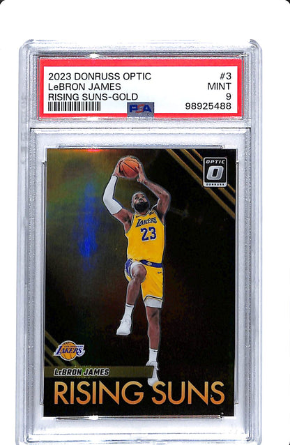 2023 PANINI DONRUSS OPTIC LEBRON JAMES RISING SUNS GOLD PSA 9 06/10