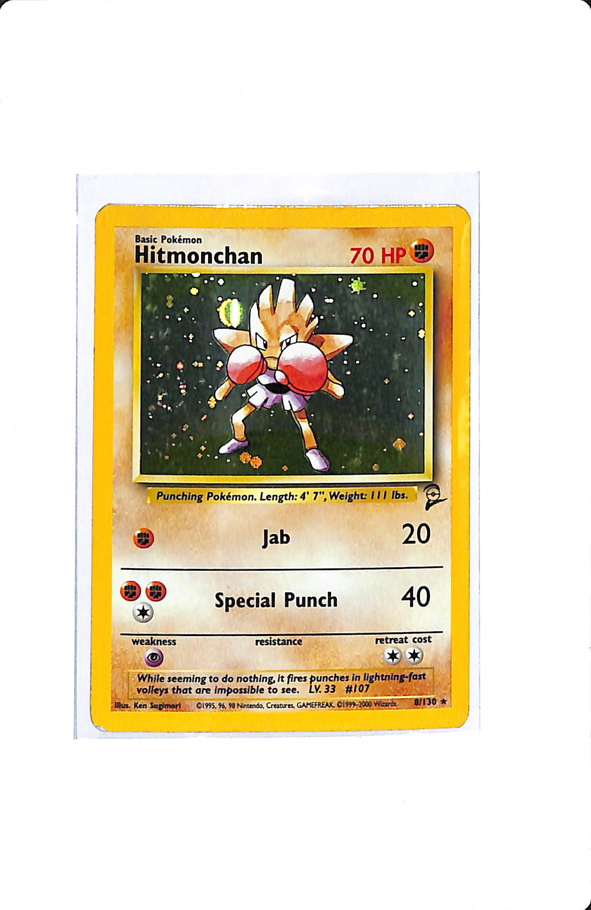 HITMONCHAN HOLO FOIL BASE SET II 8/130