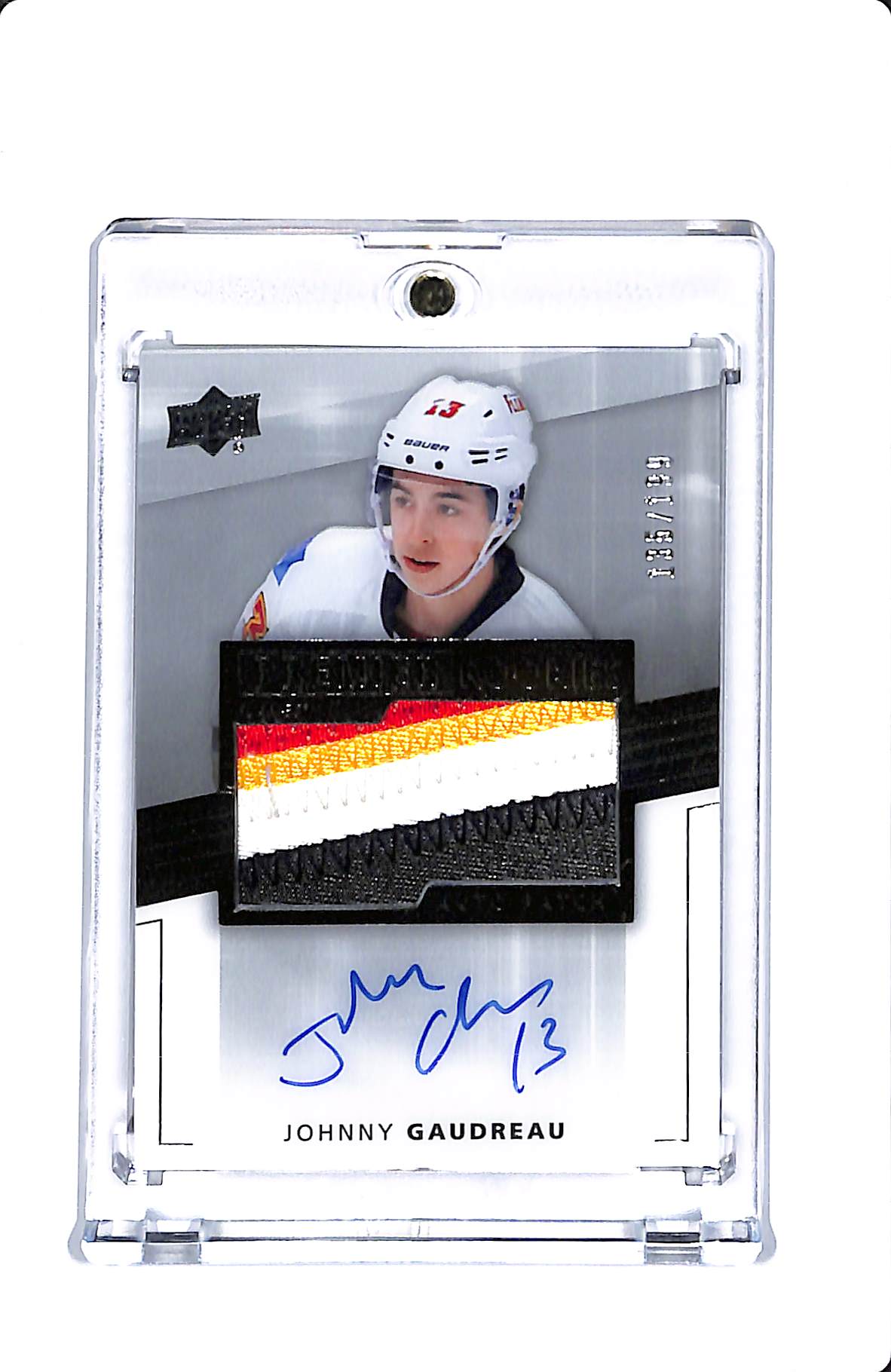 2024-25 UPPER DECK PREMIER PREMIER ROOKIES JOHNNY GAUDREAU ROOKIE PATCH AUTO 135/199