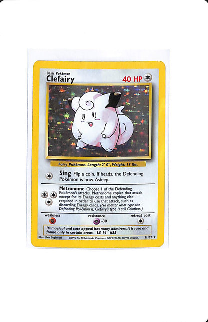 CLEFAIRY HOLO FOIL BASE SET UNLIMITED 5/102