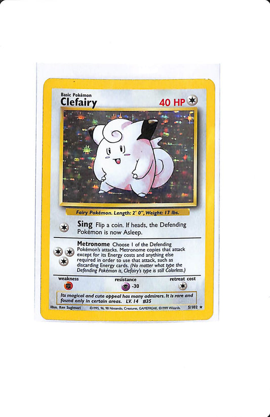 CLEFAIRY HOLO FOIL BASE SET UNLIMITED 5/102