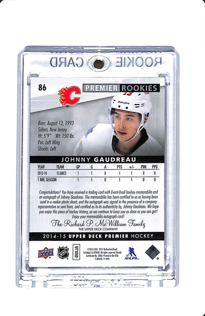 2024-25 UPPER DECK PREMIER PREMIER ROOKIES JOHNNY GAUDREAU ROOKIE PATCH AUTO 135/199