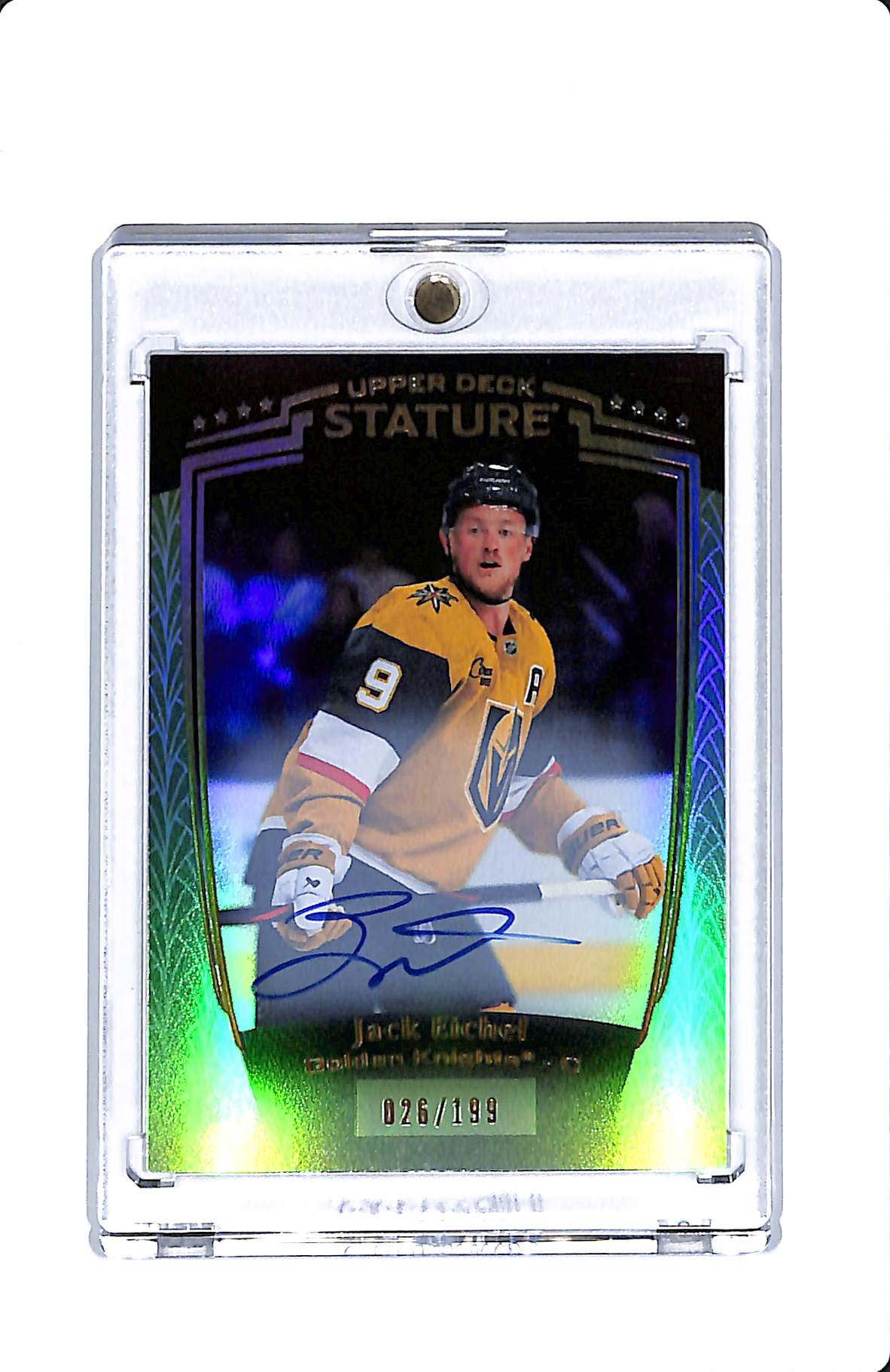 2024-25 UPPER DECK STATURE JACK EICHEL GREEN AUTO 026/199
