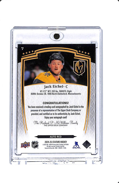 2024-25 UPPER DECK STATURE JACK EICHEL RED AUTO 43/99