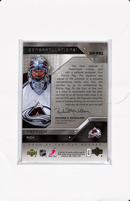 2007 THE CUP PATRICK ROY SIGNATURE PATCHES /75