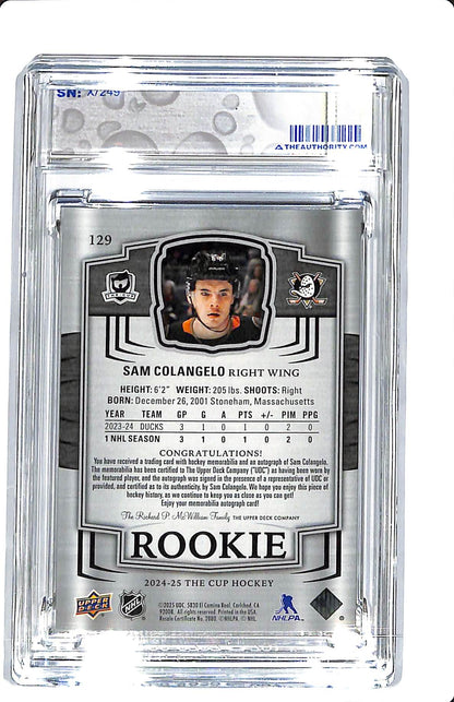 2024-25 UPPER DECK THE CUP BASE SET SAM COLANGELO ROOKIE AUTO PATCH 182/249