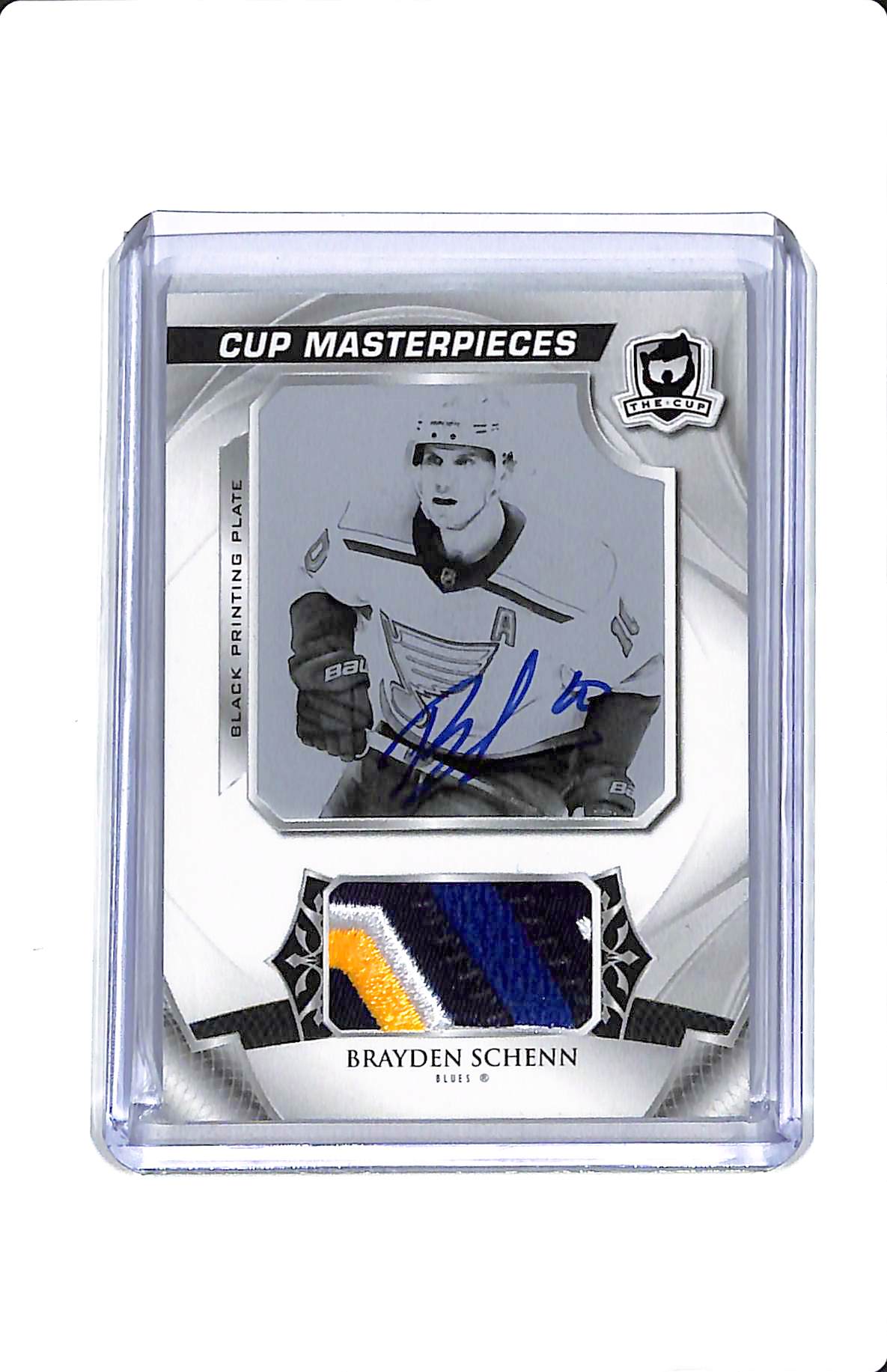 2024-25 UPPER DECK THE CUP CUP MASTERPIECES BLACK PRINTING PLATE BRAYDEN SCHENN ONE OF ONE AUTO