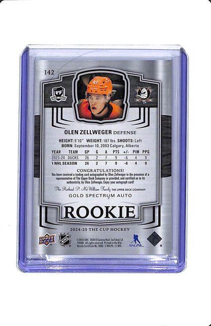 2024-25 UPPER DECK THE CUP OLEN ZELLWEGER GOLD SPECTRUM ROOKIE AUTO /36