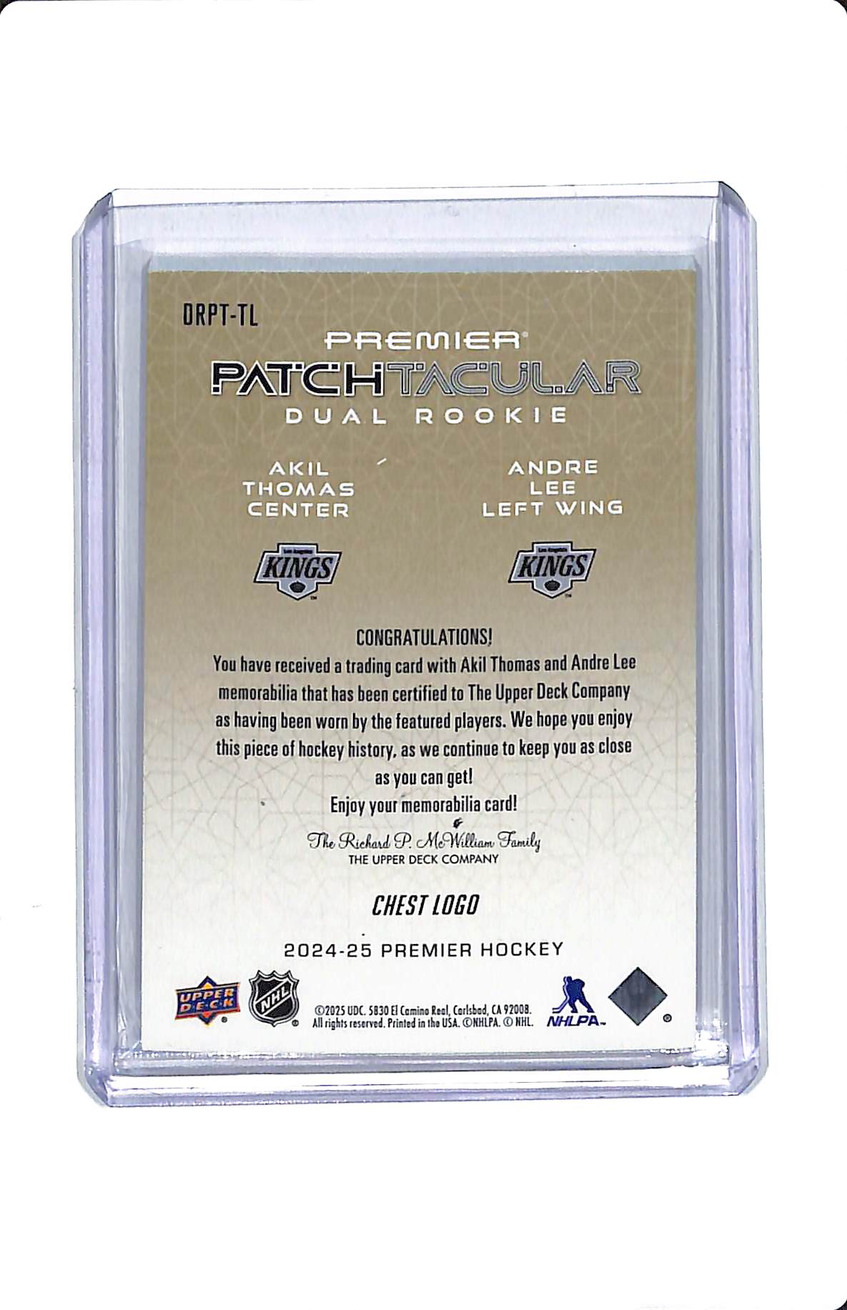 2024-25 UD PREMIER PATCHTACULAR CHEST LOGO AKIL THOMAS ANDRE LEE 24/25
