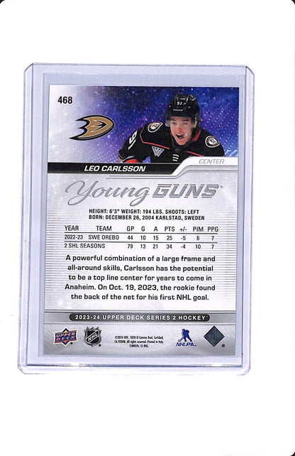 2023-24 UPPER DECK SERIES 2 LEO CARLSSON YOUNG GUNS