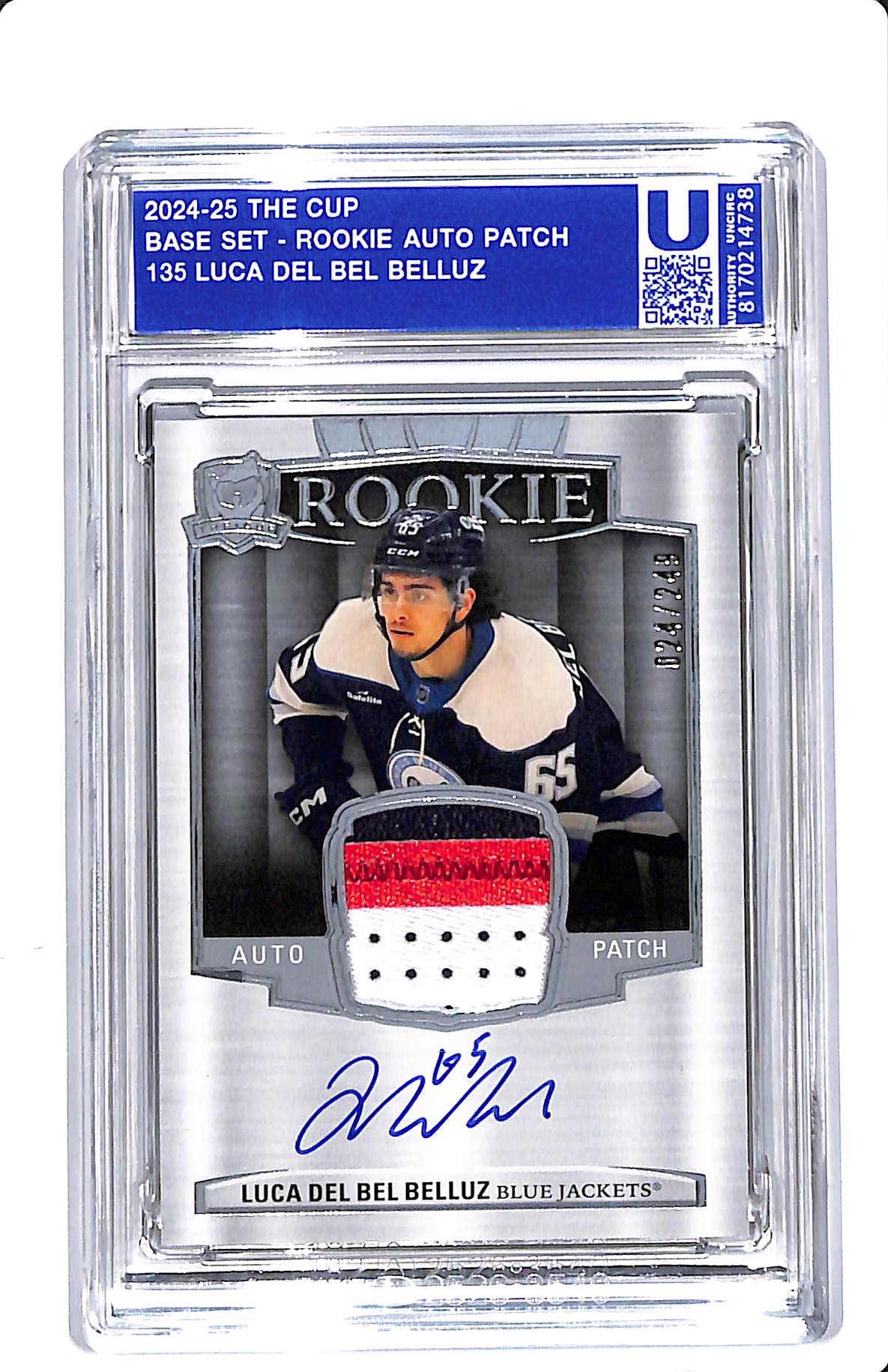 2024-25 UPPER DECK THE CUP LUCA DEL BEL BELLUZ ROOKIE AUTO PATCH 024/249
