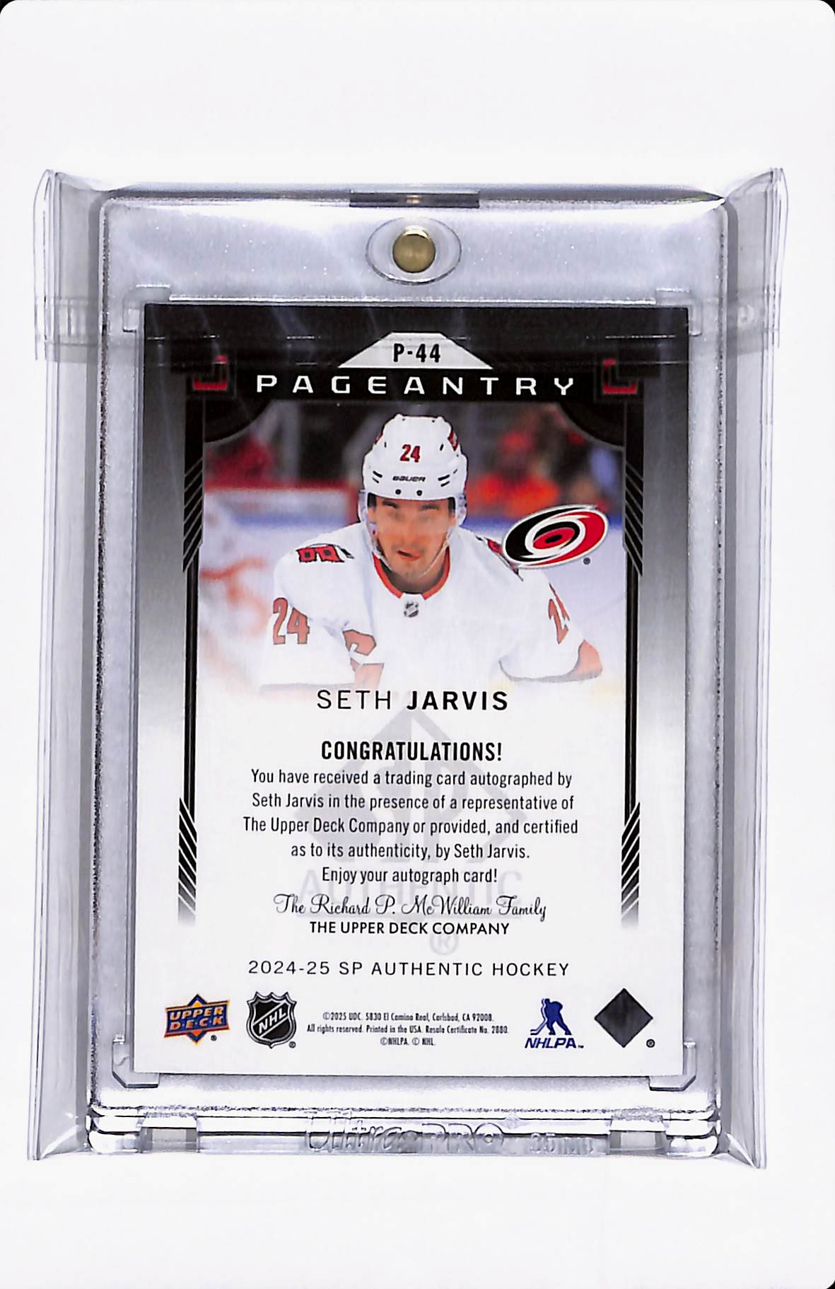 2024-25 SP AUTHENTIC SETH JARVIS PAGEANTRY AUTO