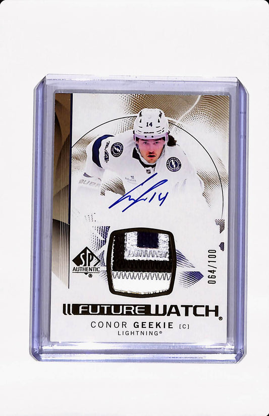 2024-25 UD SP AUTHENTIC CONOR GEEKIE FUTURE WATCH PATCH AUTO 64/100