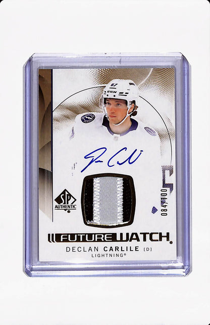 2024-25 UD SP AUTHENTIC DECLAN CARLILE FUTURE WATCH PATCH AUTO 084/100