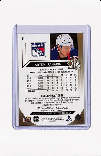 2024-25 UD SP AUTHENTIC ARTEMI PANARIN LIMITED AUTO