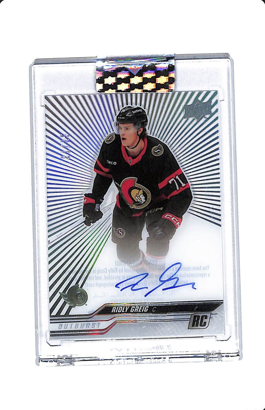 2023-24 UD CLEAR CUT RIDLEY GREIG OUTBURST ROOKIE AUTO 21/25