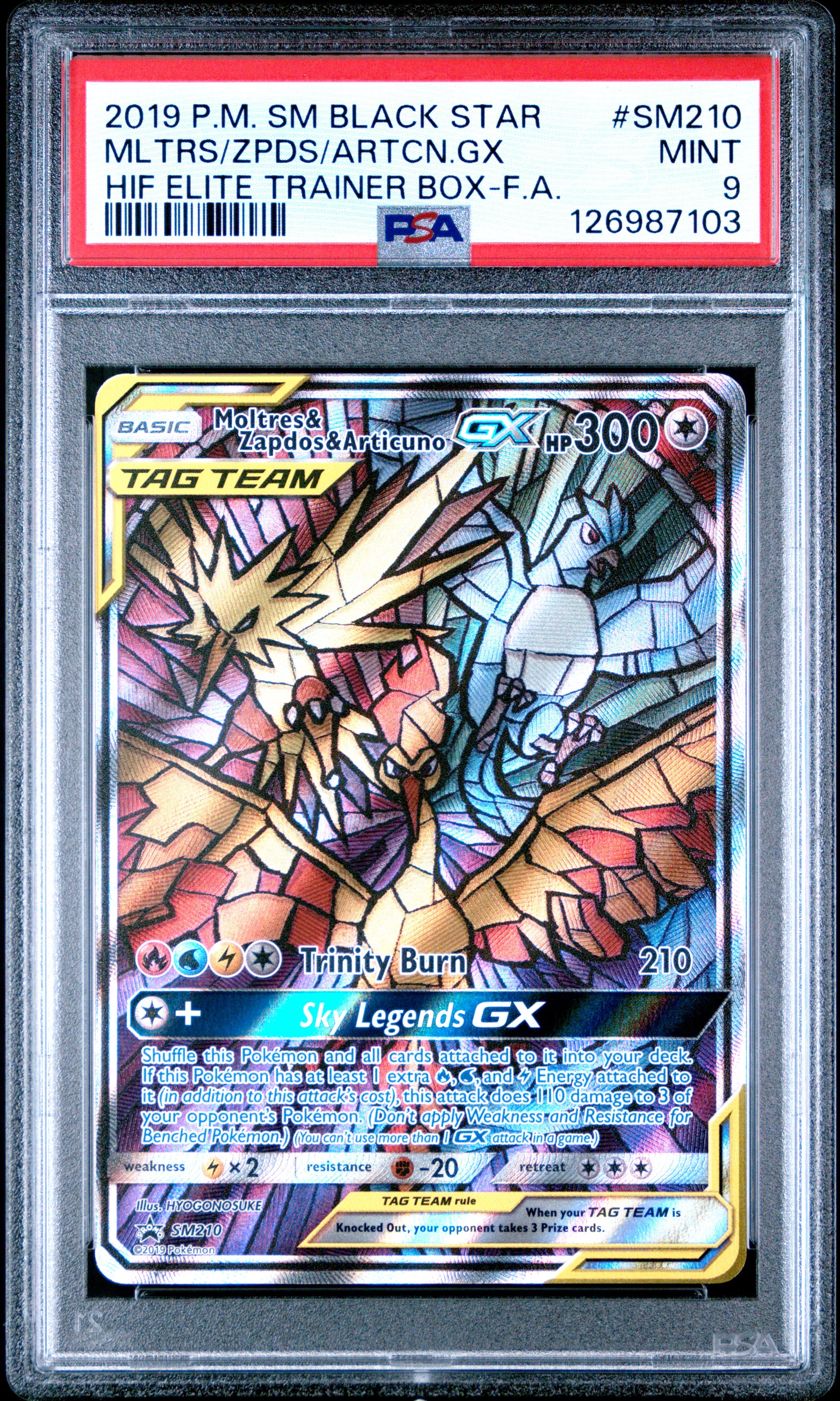Moltres & Zapdos & Articuno GX Sun & Moon Promo SM210 PSA 9