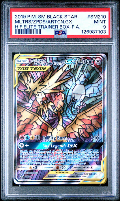 Moltres & Zapdos & Articuno GX Sun & Moon Promo SM210 PSA 9